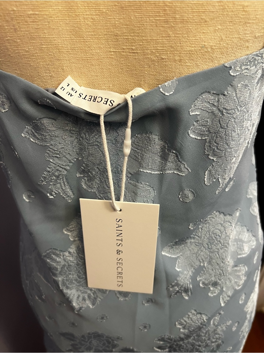The Veda Light Blue Floral Lace Midi Slip Dress - Picture 3 of 5